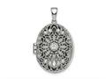 FJC Finejewelers Sterling Silver Rhodium-plated Cz Oval Filigree Locket Pendant Necklace 18 inch chain included qls838