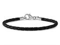 Reflections Sterling Silver Black Leather Lobster Clasp Bead Bracelet 7.75 inches qrs983775