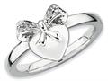 Stackable Expressions Sterling Silver Heart with Bow Diamond Stackable Ring qsk329