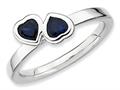 Stackable Expressions Sterling Silver Created Sapphire Double Heart Stackable Ring qsk406