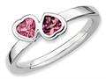 Stackable Expressions Sterling Silver Pink Tourmaline Double Heart Stackable Ring qsk407