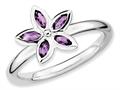 Stackable Expressions Sterling Silver Amethyst Flower Stackable Ring qsk488