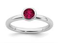 Stackable Expressions Sterling Silver Low 5mm Round Created Ruby Stackable Ring qsk514