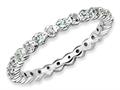 Stackable Expressions Sterling Silver Aquamarine and Diamond Stackable Ring qsk534