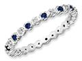 Stackable Expressions Sterling Silver Created Sapphire and Diamond Stackable Ring qsk540