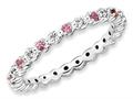 Stackable Expressions Sterling Silver Pink Tourmaline and Diamond Stackable Ring qsk541