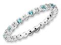 Stackable Expressions Sterling Silver Blue Topaz and Diamond Stackable Ring qsk543
