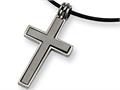 Chisel Titanium Leather Cord Cross Necklace - 18 inches tbn100q