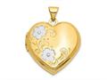 FJC Finejewelers 14k and Rhodium Floral Heart Locket Pendant Necklace 18 inch chain included xl145