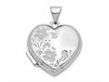 Finejewelers 14k White Gold Polished Heart-shaped Floral Locket Pendant Necklace 18 inch chain included