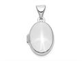 Finejewelers 14k White Gold 13mm Oval Plain Assembled Locket Pendant Necklace 18 inch chain included
