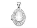 Finejewelers 14k White Gold 17mm Oval Embossed Border Locket Pendant Necklace 18 inch chain included