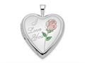 FJC Finejewelers 14k 20mm White Gold Enamel Rose I Love You Heart Locket Pendant Necklace 18 inch chain included xl603