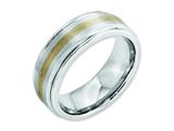 <b>Engravable</b> Chisel Cobalt 14k Gold Inlay Satin And Polished 8mm Wedding Band style: CC55