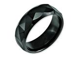 <b>Engravable</b> Chisel Ceramic Faceted Black 8mm Polished Beveled Edge Wedding Band style: CER13