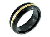 <b>Engravable</b> Chisel Ceramic Black With 14k Inlay 8mm Polished Wedding Band style: CER35