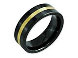 <b>Engravable</b> Chisel Ceramic Flat Black With 14k Inlay 8mm Polished Wedding Band style: CER37