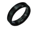 <b>Engravable</b> Chisel Black Ceramic Beveled Edge 6mm Brushed And Polished Wedding Band style: CER42