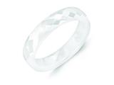 <b>Engravable</b> Chisel Ceramic White 4mm Faceted Polished Wedding Band style: CER45