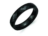<b>Engravable</b> Chisel Ceramic Black 4mm Faceted Polished Wedding Band style: CER46