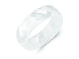 <b>Engravable</b> Chisel Ceramic White 6mm Faceted Polished Wedding Band style: CER48