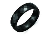 <b>Engravable</b> Chisel Ceramic Black 6mm Faceted Polished Wedding Band style: CER49