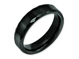 <b>Engravable</b> Chisel Ceramic Black Faceted And Beveled Edge 6mm Polished Wedding Band style: CER5
