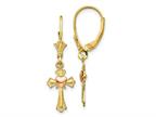 FJC jewelers 10 kt Two Tone Gold Dangle Two-tone Heart on Cross Leverback Earrings 32 mm x 9 mm Style number: GQ10K4528