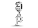 LogoArt 925 Sterling Silver Rhodium Plated Pittsburgh Pirates P on Heart Bead Style number: GQPIR005BD2SS