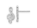 FJC Finejewelers 925 Sterling Silver Dangle Rhodium Plated CZ Treble Clef Post Earrings 14 x 7 mm Style number: GQQE15653