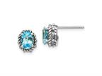 FJC Finejewelers 925 Sterling Silver Stud Blue Topaz Antiqued Earrings 10 x 7 mm Style number: GQQTC275