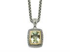FJC Finejewelers Sterling Silver with 14kt Accent Antiqued with Green Quartz Necklace 20 Inches x Style number: GQQTC33