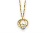 FJC Finejewelers 14 kt Yellow Gold Polished CZ Double Circle 15in w/1in ext Necklace 15 Inches x 6 mm Style number: GQSF291015