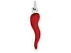 FJC Finejewelers Sterling Silver Red Enamel Italian Horn Pendant Necklace - Chain Included Style number: QC6093