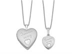 FJC Finejewelers Sterling Silver Rhodium-plated Polished Satin Forever In My Heart Locket And Pendant Set 18 inch chain Style number: QLS455SET