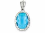 FJC Finejewelers Sterling Silver Oval Blue Cubic Zirconia Pendant Necklace - Chain Included Style number: QP964