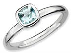 Stackable Expressions Sterling Silver Cushion-Cut Aquamarine Stackable Ring Style number: QSK448
