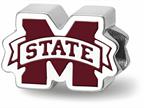 Logoart 925 Sterling Silver Mississippi  State University m With state Banner Enameled Extruded Bead Style number: SS500MSS