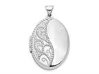 FJC Finejewelers 14k White Gold 26mm Oval 1/2 Hand Engraved Locket Pendant Necklace 18 inch chain included Style number: XL624