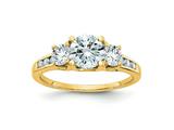 FJC Finejewelers 14 kt Yellow Gold 1.50ct. Three Stone with Sides D E F Pure Light Moissanite Engagement Ring style: GQDB21958Y4MP