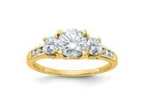 FJC Finejewelers 14 kt Yellow Gold 1.50 ct. Three Stone with Sides G H I True Light Moissanite Engagement Ring style: GQDB21958Y4MT
