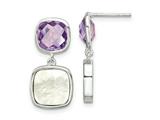 FJC Finejewelers 925 Sterling Silver Amethyst Mother of Pearl Post Dangle Earrings 24 mm style: GQQE16640AM