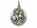 FJC Finejewelers Sterling Silver Antiqued Saint George Medal Pendant Necklace - Chain Included style: QC3588