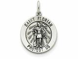 Finejewelers Sterling Silver Antiqued Saint Florian Medal Pendant Necklace - Chain Included style: QC5722