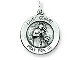 <b>Engravable</b> Finejewelers Sterling Silver Antiqued Saint Gerard Medal Pendant Necklace - Chain Included style: QC5728
