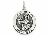 FJC Finejewelers Sterling Silver Antiqued Saint Matthew Medal Pendant Necklace - Chain Included style: QC5743