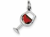 FJC Finejewelers Sterling Silver Red Cubic Zirconia Wine Glass Charm style: QC6162