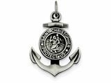 Finejewelers Sterling Silver Antiqued Satin St Christopher Anchor Medal Pendant Necklace - Chain Included style: QC7372