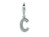 Amore LaVita™ Sterling Silver CZ Initial Letter C w/Lobster Clasp Bracelet Charm style: QCC105C