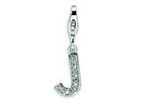 Amore LaVita™ Sterling Silver CZ Initial Letter J w/Lobster Clasp Bracelet Charm style: QCC105J